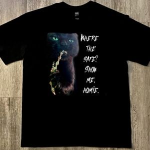 Black Cat Graphic Tee - Biggie quote, Short Sleeve, artist origial, unisex L